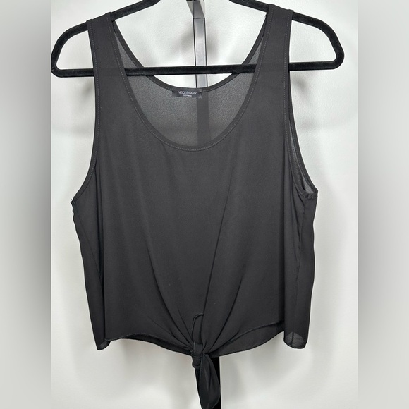Necessary Clothing Women Black Crop Top with Tie in the Front - Picture 2 of 3